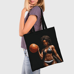 Сумка-шопер Девушка с баскетбольным мячом, цвет: 3D-принт — фото 2