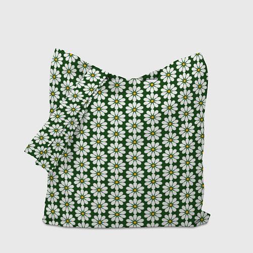Сумка-шоппер Белые ромашки на тёмно-зелёном / 3D-принт – фото 1