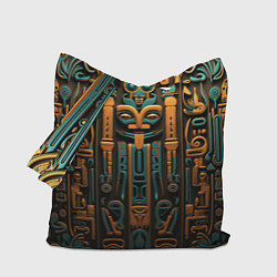 Сумка-шопер Орнамент в египетском стиле, бюст Нефертити, цвет: 3D-принт