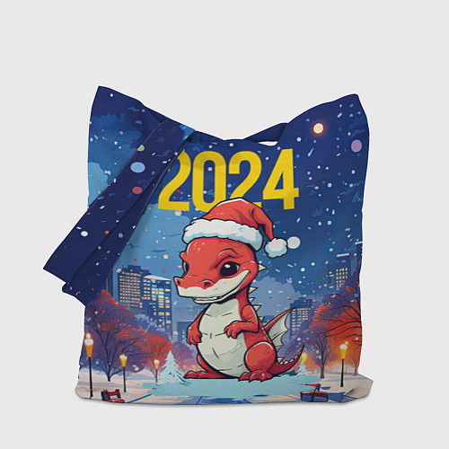 Сумка-шоппер 2024 красный новогодний дракон / 3D-принт – фото 1