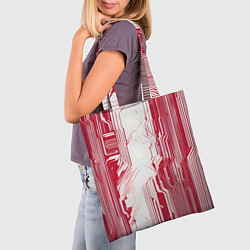 Сумка-шопер Красные линии на белом фоне киберпанк, цвет: 3D-принт — фото 2
