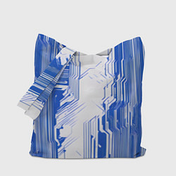 Сумка-шопер Синие линии на белом фоне киберпанк, цвет: 3D-принт