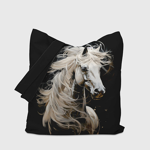Сумка-шоппер Лошадь белая в ночи / 3D-принт – фото 1