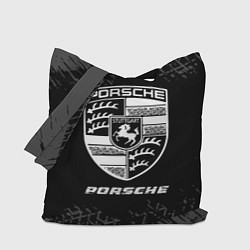Сумка-шоппер Porsche speed на темном фоне со следами шин