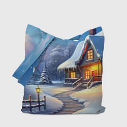 Сумка-шоппер Новый год зимний фон