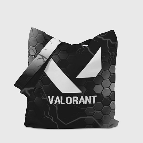 Сумка-шоппер Valorant glitch на темном фоне / 3D-принт – фото 1