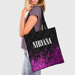Сумка-шопер Nirvana rock legends посередине, цвет: 3D-принт — фото 2