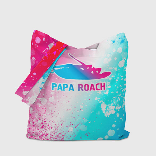 Сумка-шоппер Papa Roach neon gradient style / 3D-принт – фото 1