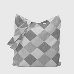 Сумка-шопер Серый плед геометрический узор с текстурой, цвет: 3D-принт