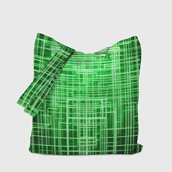 Сумка-шоппер Зелёные неоновые полосы киберпанк