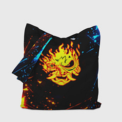 Сумка-шопер Самурай киберпанк лого, цвет: 3D-принт