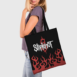 Сумка-шопер Slipknot в огне, цвет: 3D-принт — фото 2