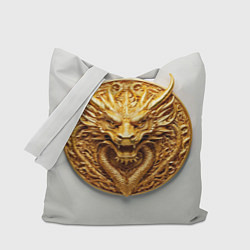 Сумка-шопер Нейросеть - золотой талисман дракона, цвет: 3D-принт