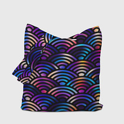 Сумка-шопер Разноцветные волны-чешуйки, цвет: 3D-принт