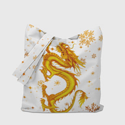 Сумка-шоппер Золотой дракон в снежинках