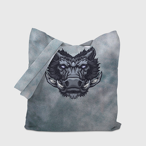 Сумка-шоппер Стальной дикий кабан на сером фоне / 3D-принт – фото 1