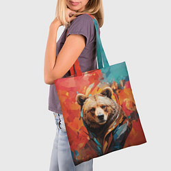 Сумка-шопер Праздничный медведь, цвет: 3D-принт — фото 2