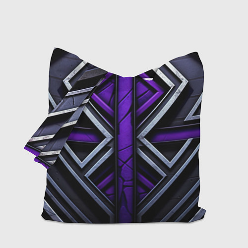 Сумка-шоппер Фиолетовые вставки на черном фоне / 3D-принт – фото 1