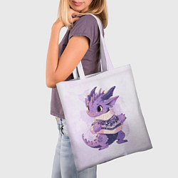 Сумка-шопер Милый фиолетовый дракон, цвет: 3D-принт — фото 2