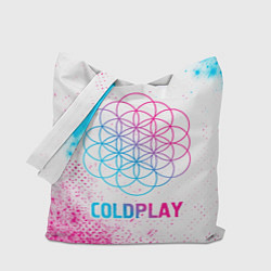 Сумка-шопер Coldplay neon gradient style, цвет: 3D-принт