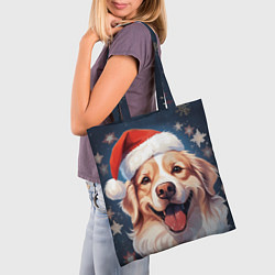 Сумка-шопер New Years mood from Santa the dog, цвет: 3D-принт — фото 2