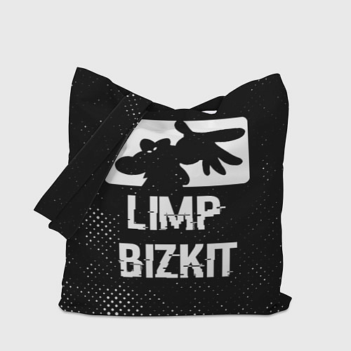 Сумка-шоппер Limp Bizkit glitch на темном фоне / 3D-принт – фото 1