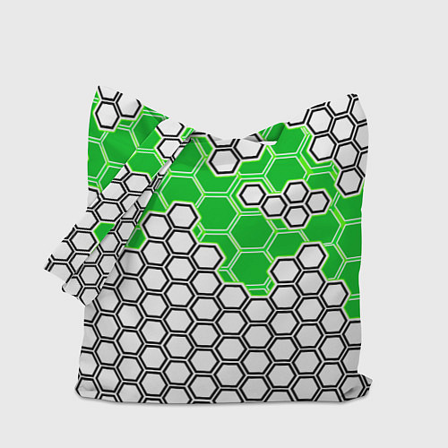 Сумка-шоппер Зелёная энерго-броня из шестиугольников / 3D-принт – фото 1