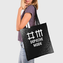 Сумка-шопер Depeche Mode glitch на темном фоне, цвет: 3D-принт — фото 2