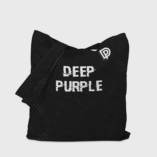 Сумка-шоппер Deep Purple glitch на темном фоне посередине / 3D-принт – фото 1