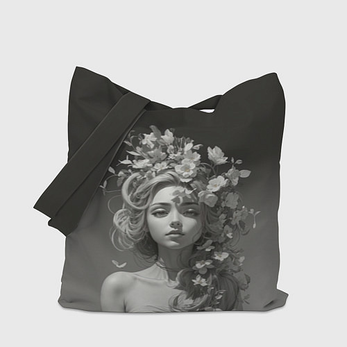 Сумка-шоппер Богиня с цветами в волосах / 3D-принт – фото 1
