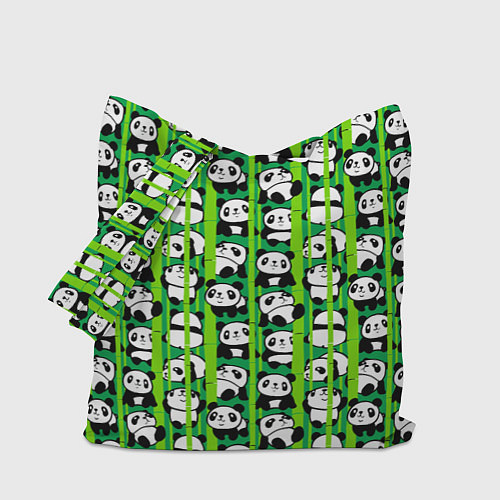 Сумка-шоппер Мишки панда мультяшные / 3D-принт – фото 1