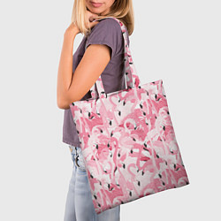 Сумка-шопер Стая розовых фламинго, цвет: 3D-принт — фото 2