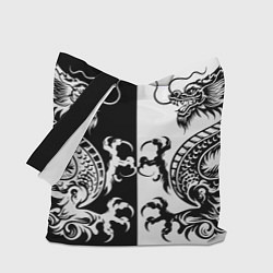 Сумка-шопер Черный и белый дракон, цвет: 3D-принт