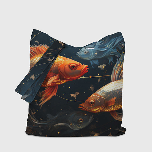 Сумка-шоппер Рыбки на темном фоне / 3D-принт – фото 1