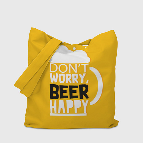 Сумка-шоппер Dont worry - beer happy / 3D-принт – фото 1