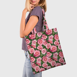 Сумка-шопер Розовые розы паттерн, цвет: 3D-принт — фото 2