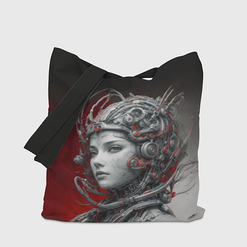 Сумка-шоппер Девушка в кибернетическом шлеме / 3D-принт – фото 1
