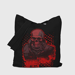 Сумка-шоппер Красный скелет на чёрном фоне