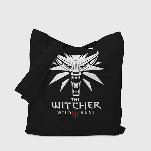 Сумка-шоппер The Witcher белое лого гейм / 3D-принт – фото 1