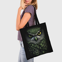 Сумка-шопер Зелено черная сова, цвет: 3D-принт — фото 2