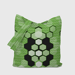 Сумка-шоппер Зелёная кибер броня hexagons