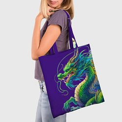 Сумка-шопер Японская гравюра дракона - ирезуми, цвет: 3D-принт — фото 2
