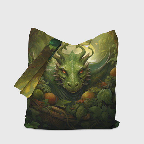Сумка-шоппер Зеленый лесной дракон символ 2024 / 3D-принт – фото 1