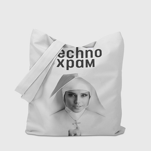 Сумка-шоппер Techno храм монашка улыбается / 3D-принт – фото 1