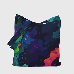 Сумка-шопер Яркие кислотная разноцветные пятна в виде камуфляж, цвет: 3D-принт