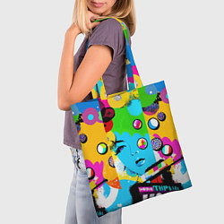 Сумка-шопер Girls face - pop art, цвет: 3D-принт — фото 2