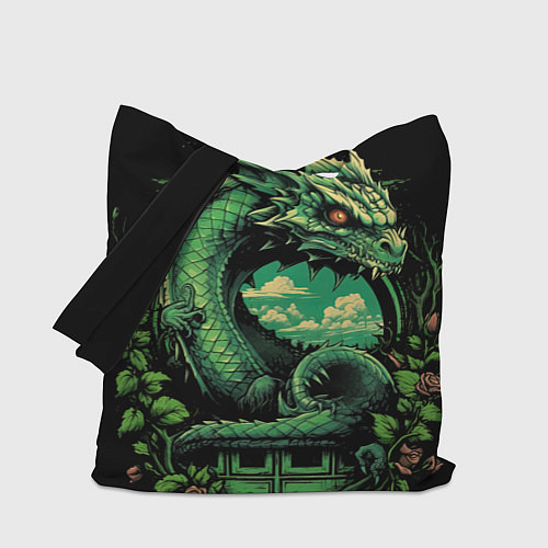 Сумка-шоппер Зеленый яркий неоновый дракон 2024 год / 3D-принт – фото 1