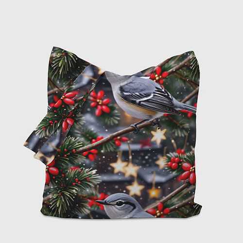 Сумка-шоппер Рождественская птица пересмешник / 3D-принт – фото 1