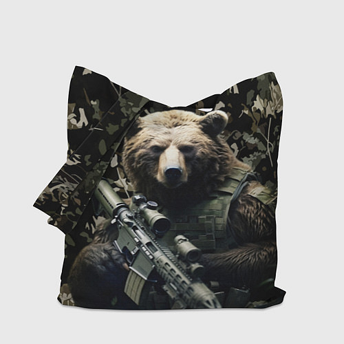 Сумка-шоппер Медведь солдат с винтовкой / 3D-принт – фото 1