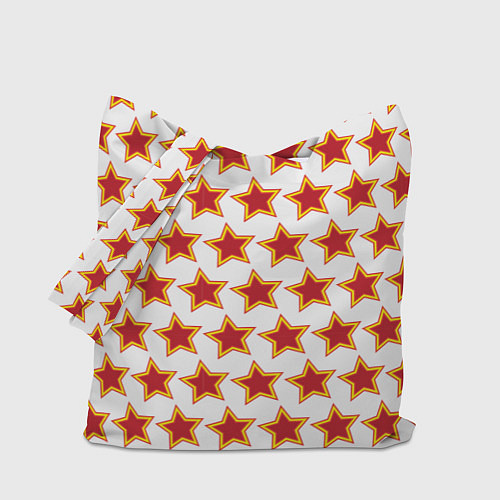 Сумка-шоппер Красные звезды с контуром / 3D-принт – фото 1